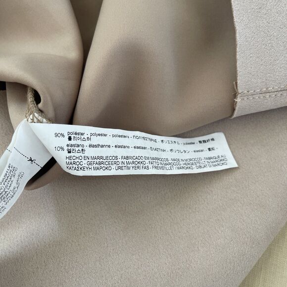 ZARA Basic S Beige Tan Faux Suede V-Neck Mini Jumper Shift Dress - Picture 7 of 7